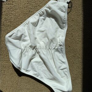 White Ruched Bikini Bottom